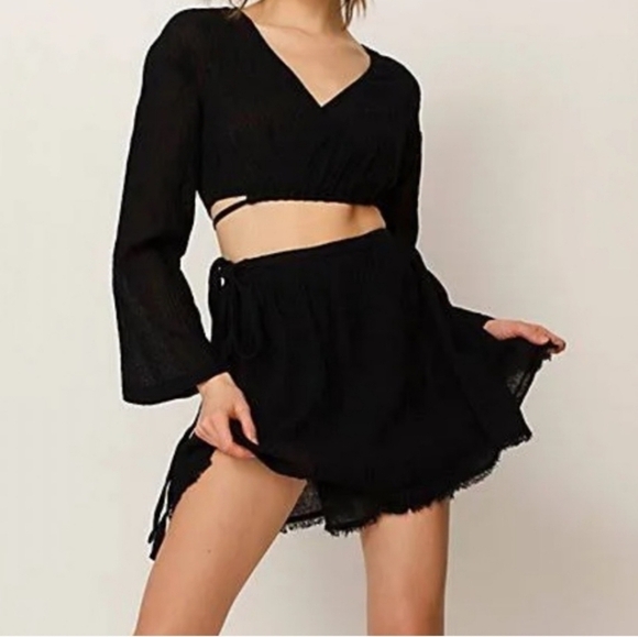 FREE PEOPLE Here She Is Crop Skirt Set Black - Picture 11 of 13